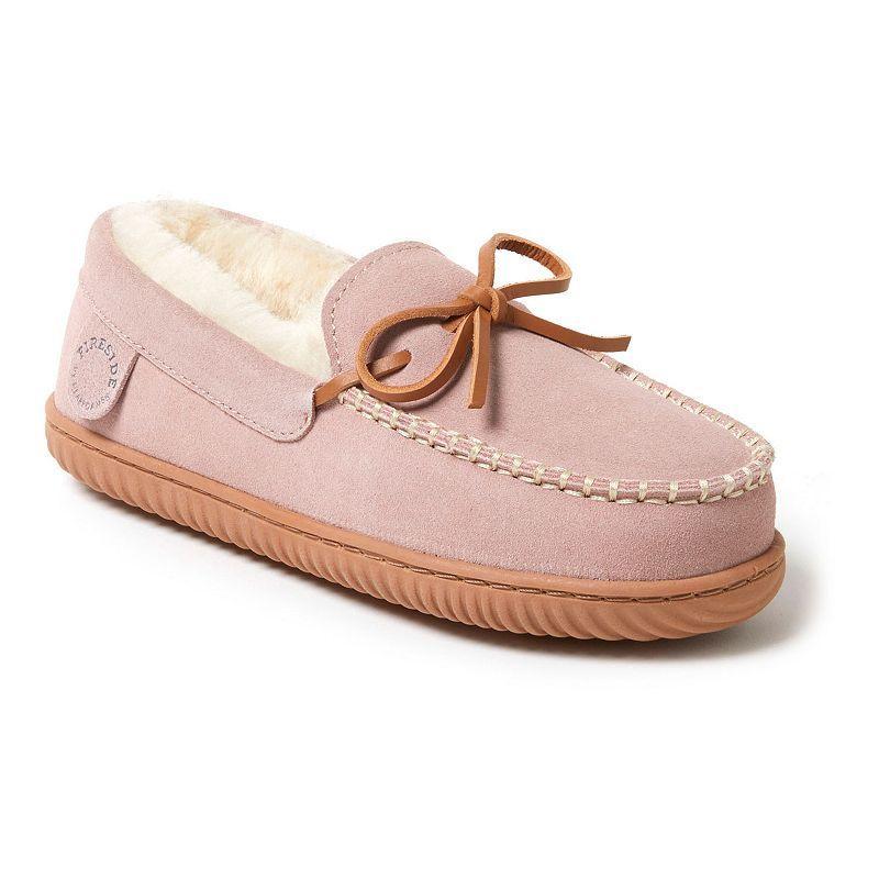Fireside by Dearfoams Alice Springs Womens Shearling Moccasin Slippers Product Image