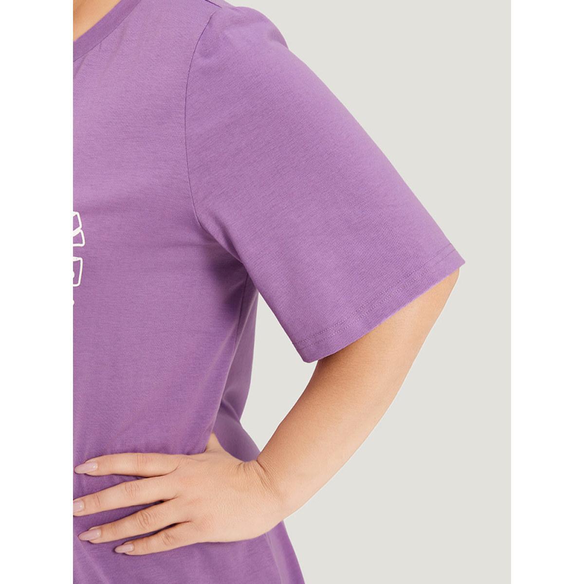 Plus Size Supersoft Essentials Heart Print Pocket Crew Neck Dress Lilac Women Casual Printed Curvy Midi Dress BloomChic 28/5X Product Image