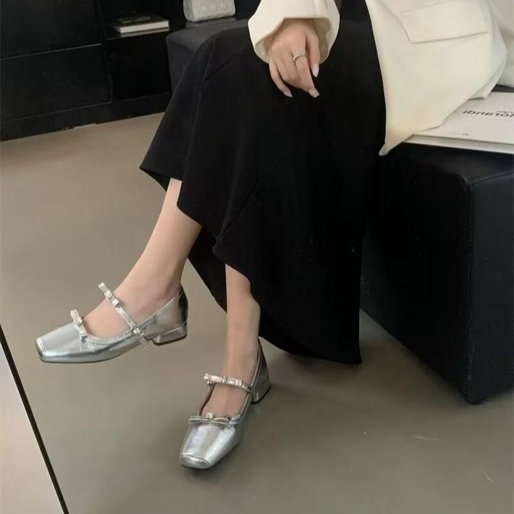 Square Toe Bow Mary Jane Shoes Product Image