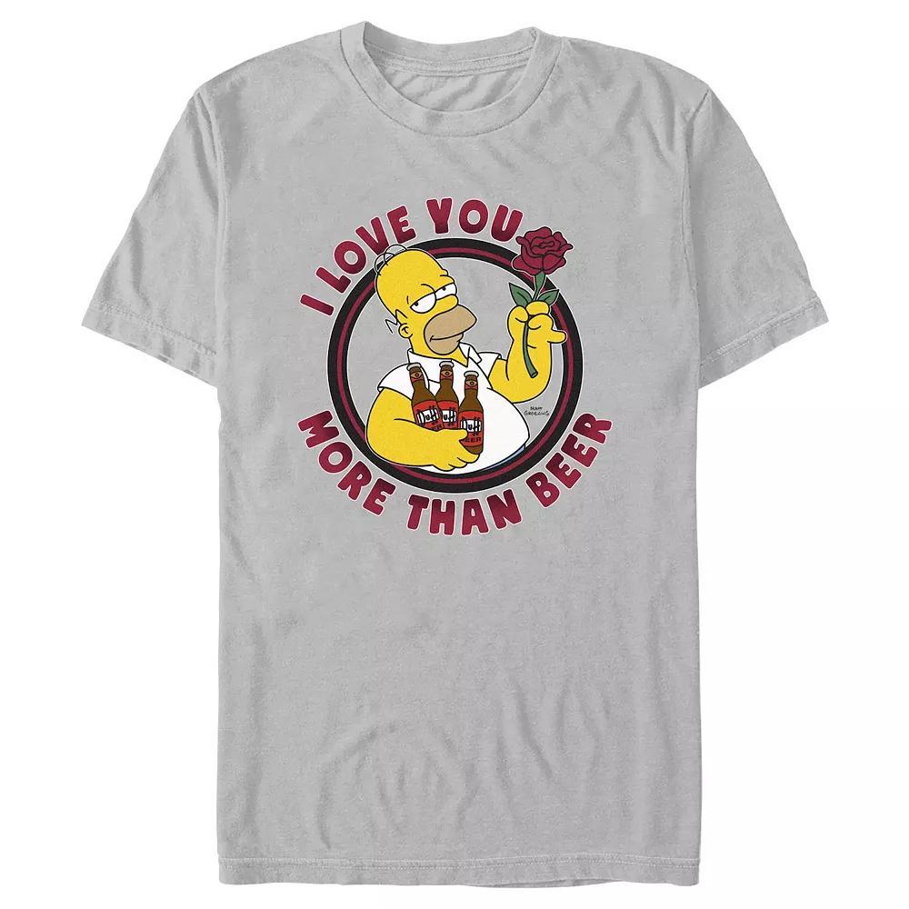 Men's The Simpsons Love And Beer Tee Graphic Tee, Size: XL, Silver Product Image