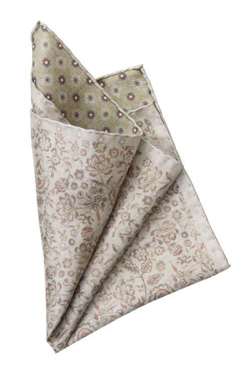 Elizabetta Pascal - Double Sided Silk Pocket Square for Men in Sage Green at Nordstrom Product Image