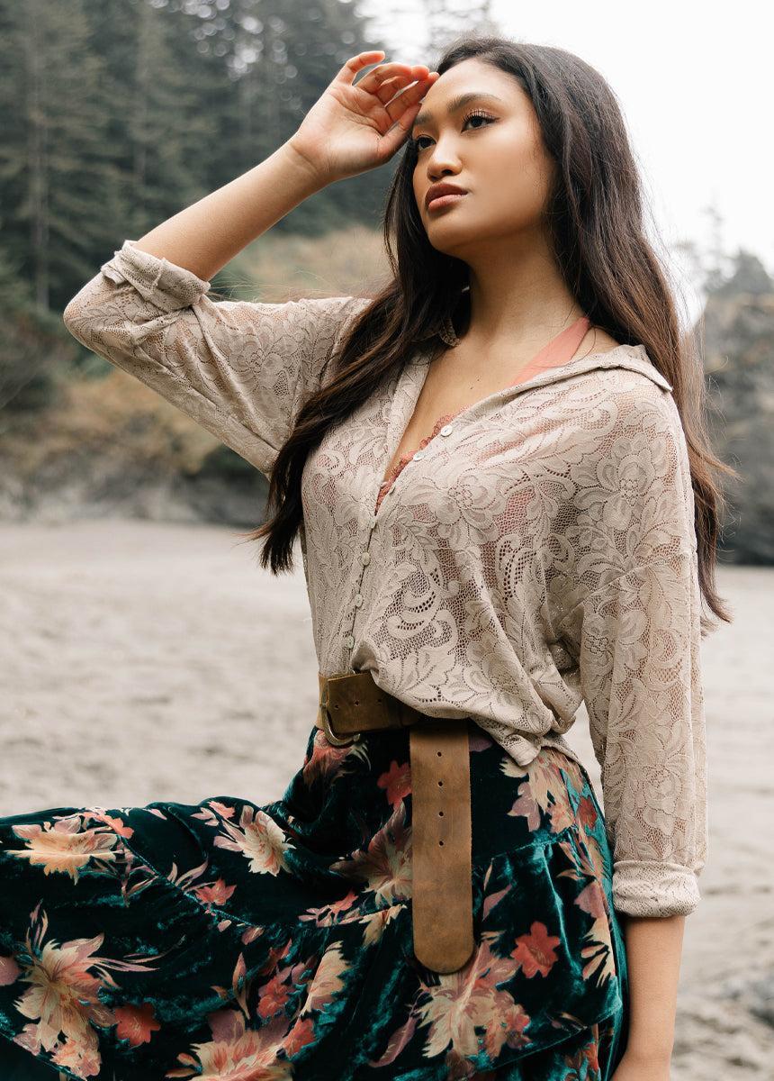 Caeley Top in Light Taupe Female Product Image