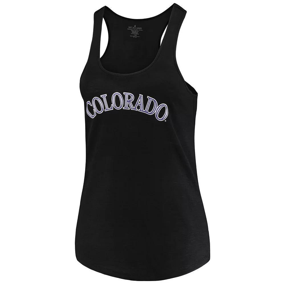 Women's Soft as a Grape Black Colorado Rockies Plus Size Swing for the Fences Racerback Tank Top, Size: 3XL Product Image