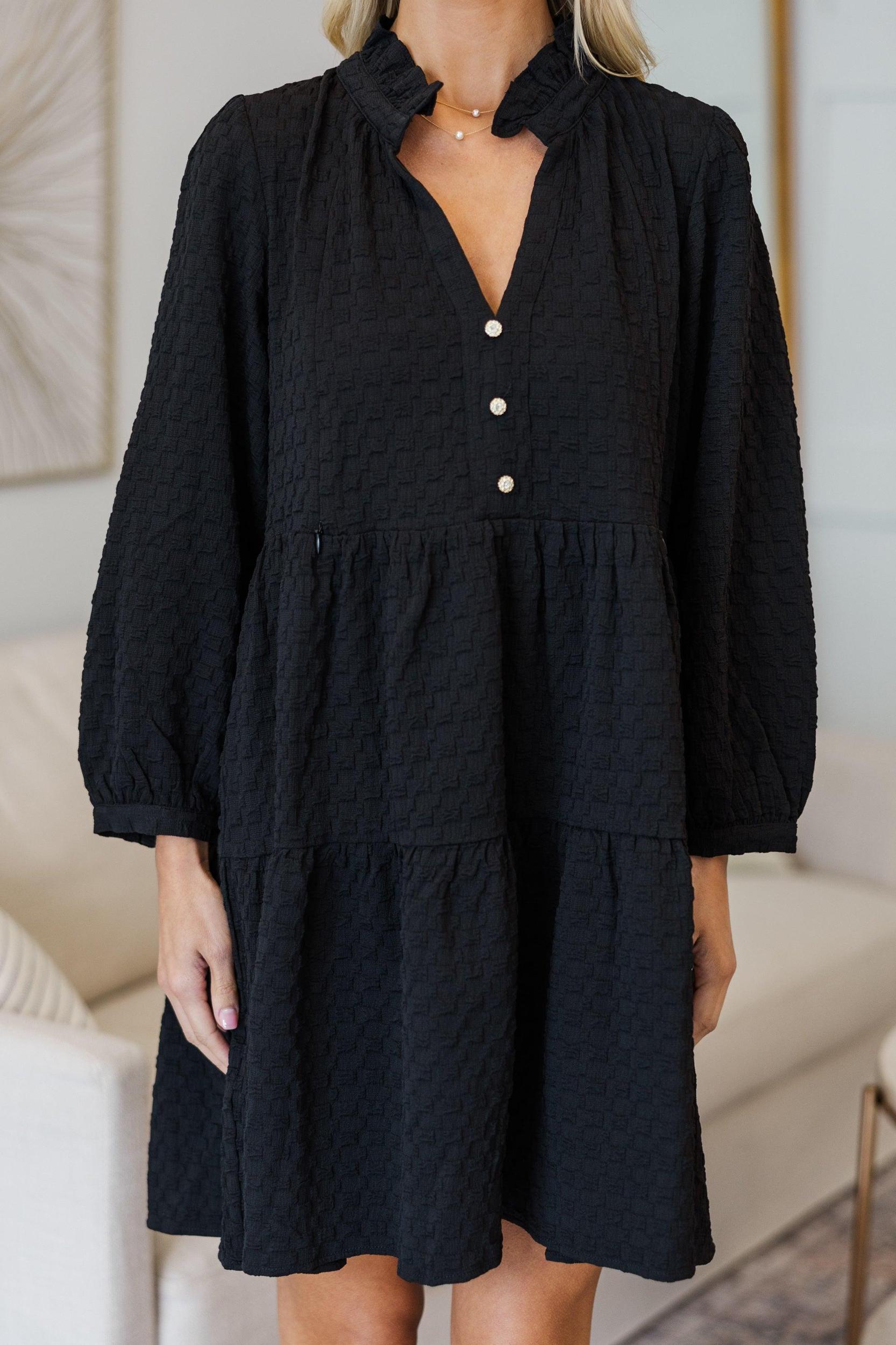 NURSING COLLECTION: All Up To You Black Textured Dress Female Product Image