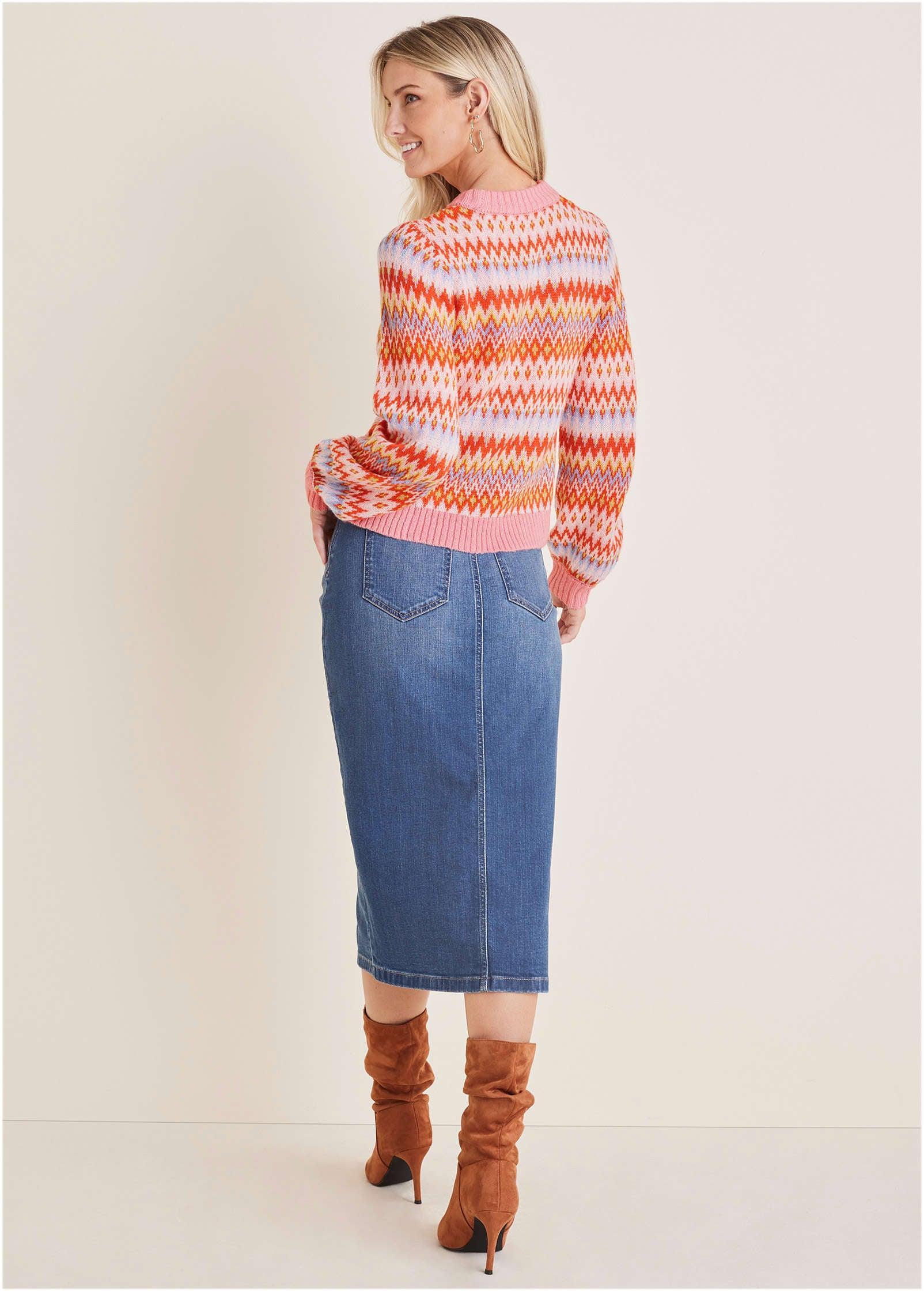 Fair Isle Mock Neck Sweater - Peach Dust Product Image