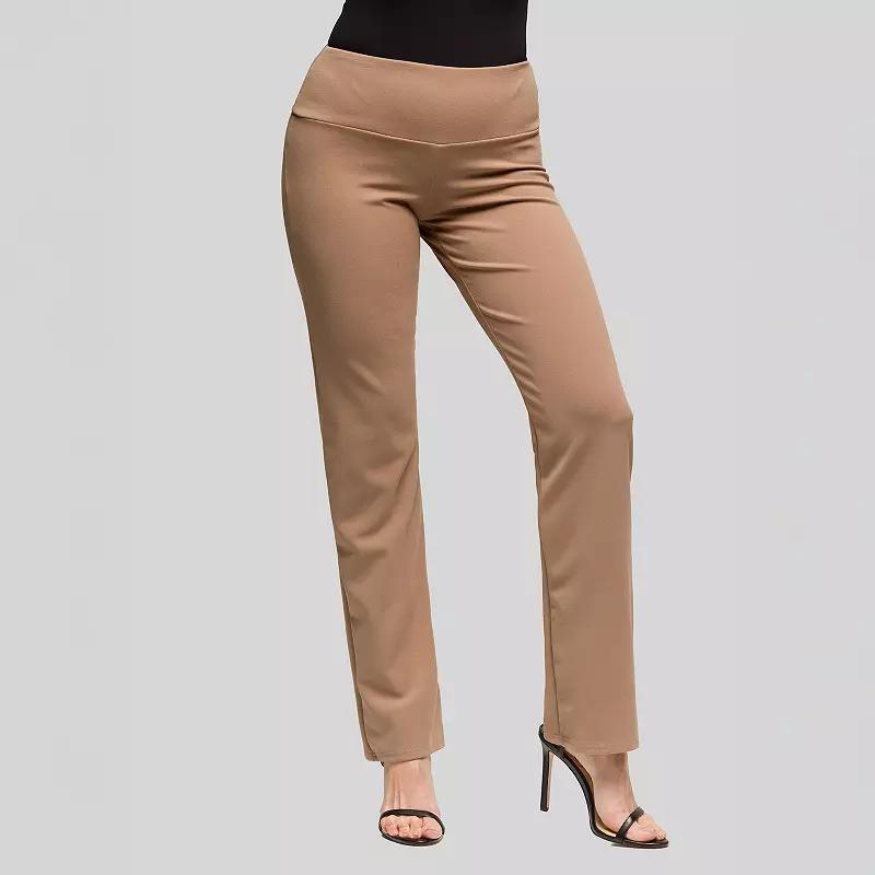 Women's 24Seven Comfort Apparel High Waist Stretch Dress Pants, Size: Medium, Brown Product Image