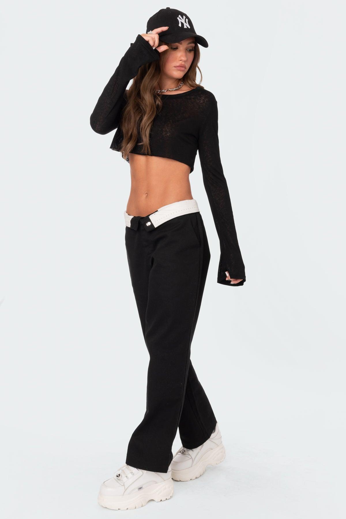 Sheer Raw Hem Crop Top Product Image
