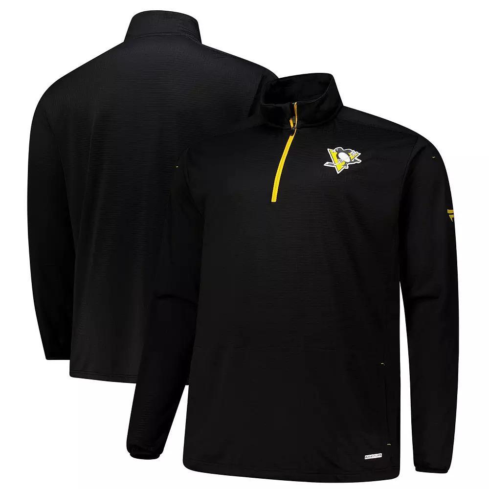 Men's Fanatics  Black Pittsburgh Penguins Big & Tall Authentic Pro Quarter-Zip Pullover, Size: 3XB Product Image