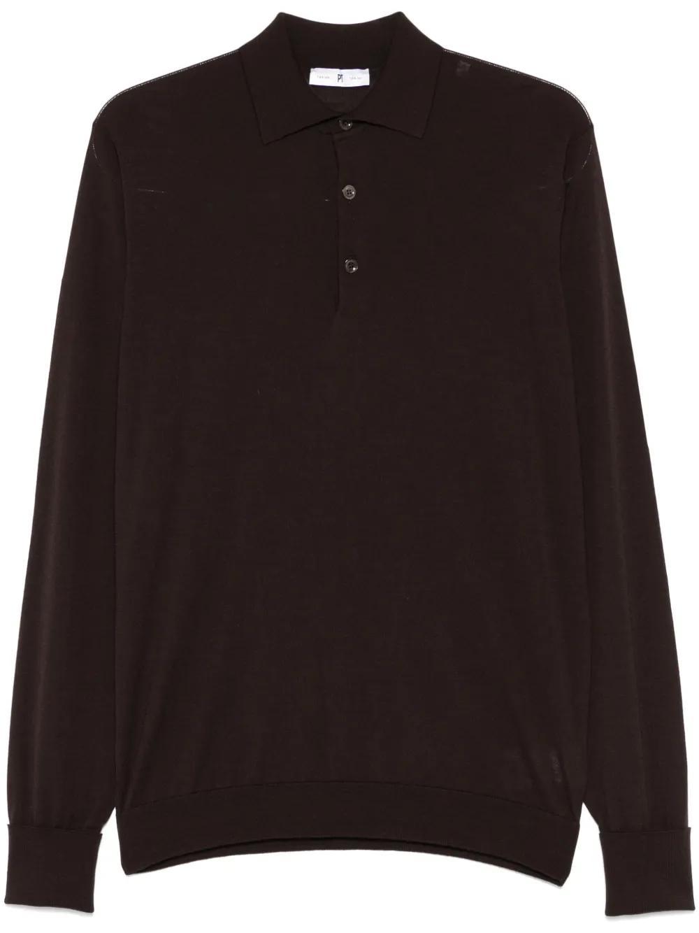PT TORINO Virgin-wool Polo Shirt In Black Product Image