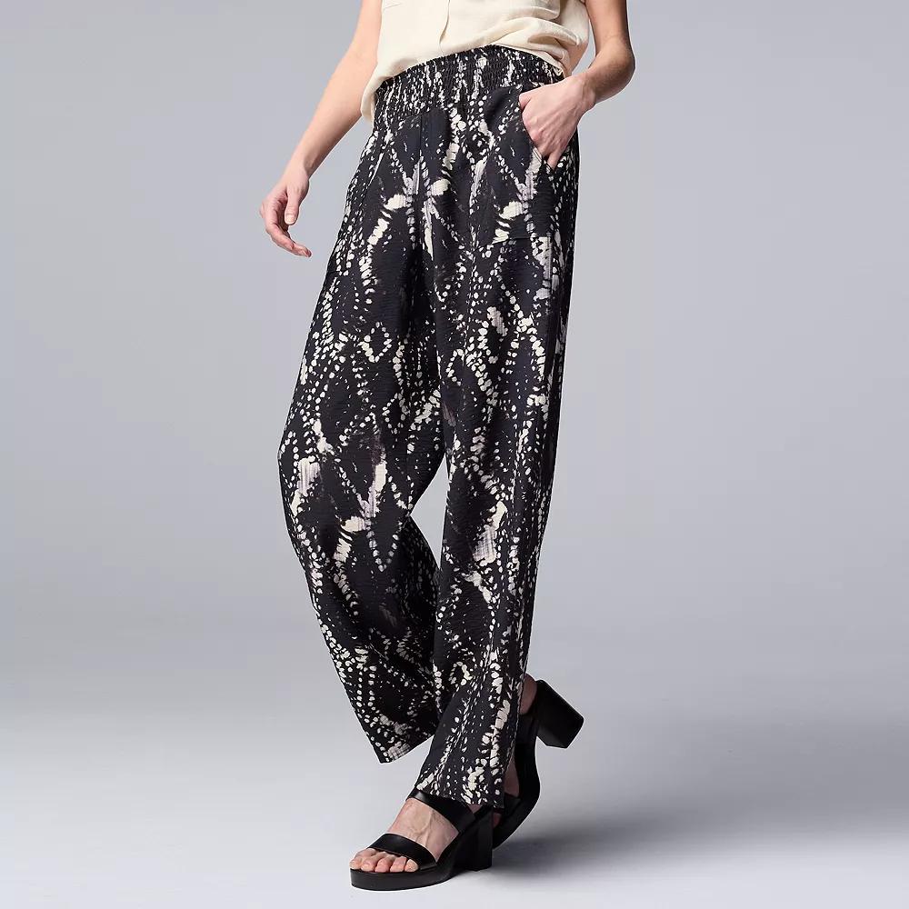 Women's Simply Vera Vera Wang Wide Leg Travel Pants, Size: XL, Black Diamond Dye Product Image