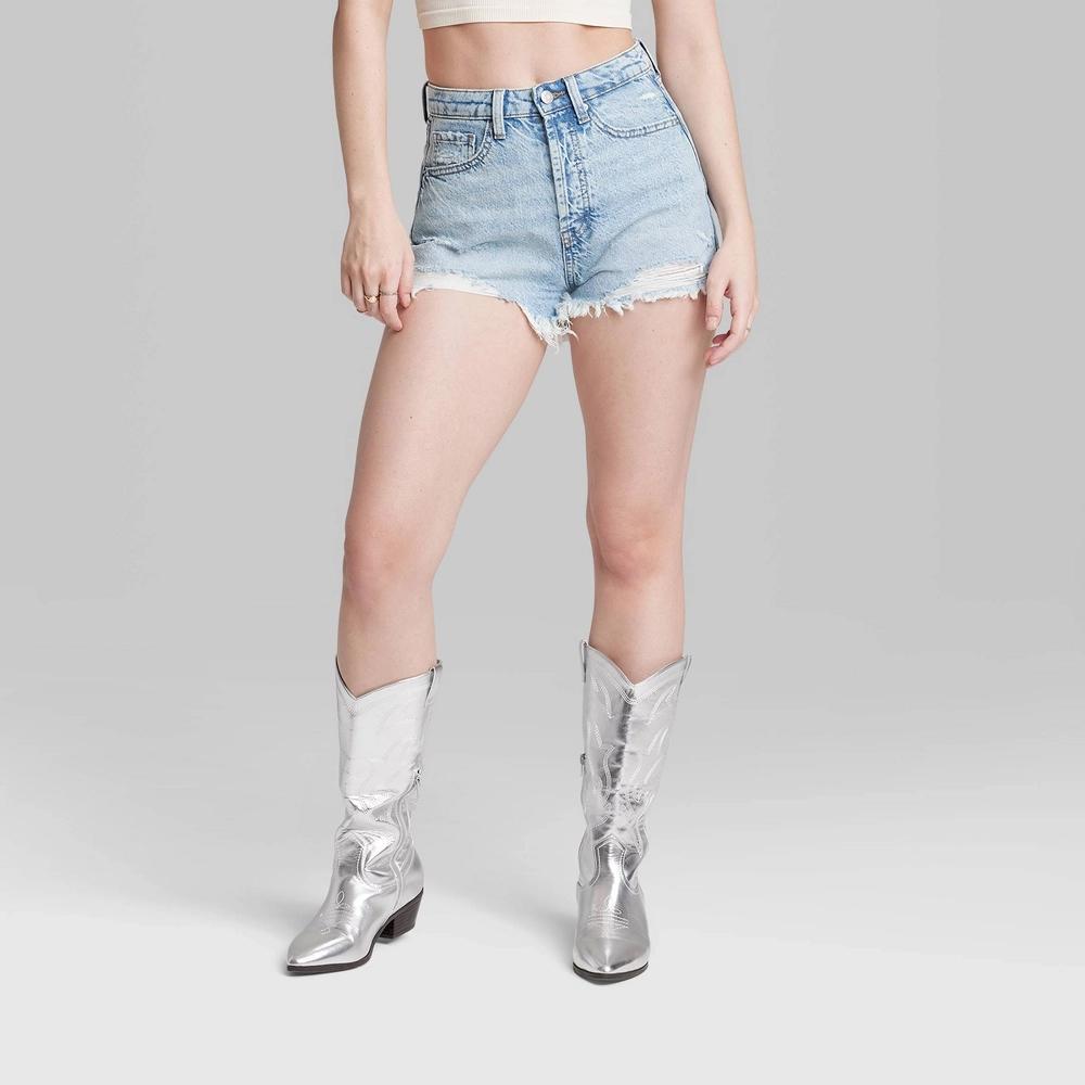 Women's High-Rise EasyRigid Cutoff Jean Shorts - Wild Fable™ Light Wash 14 Product Image