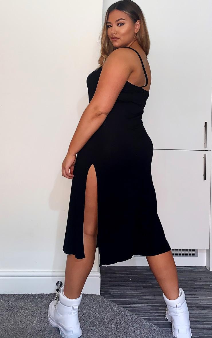 Plus Black Jersey Split Midi Dress Product Image
