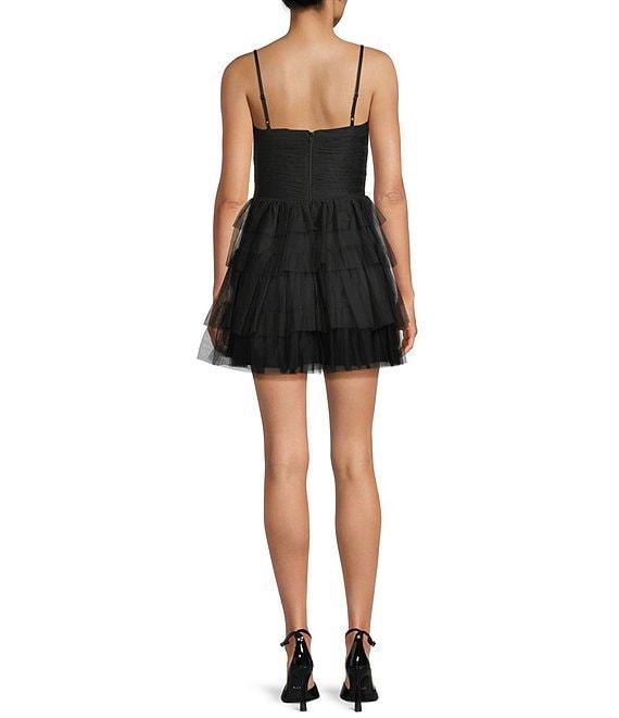 Blondie Nites Mesh Bow Front Cutout Tiered Party Dress Product Image