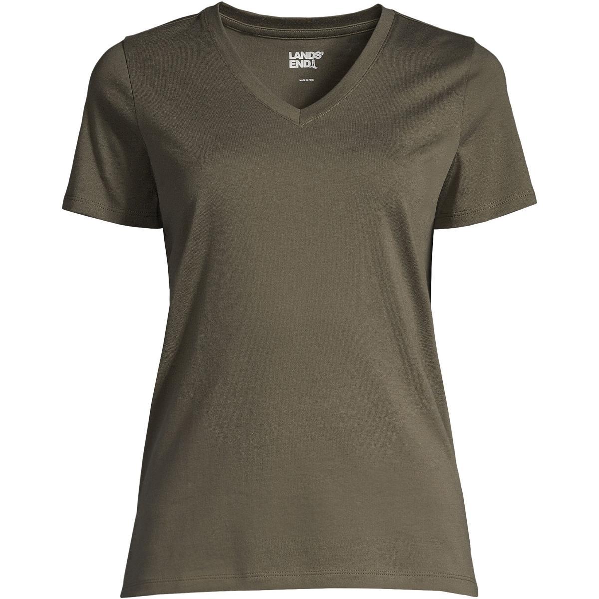Womens Lands End Relaxed-Fit Supima Cotton V-Neck Tee Product Image