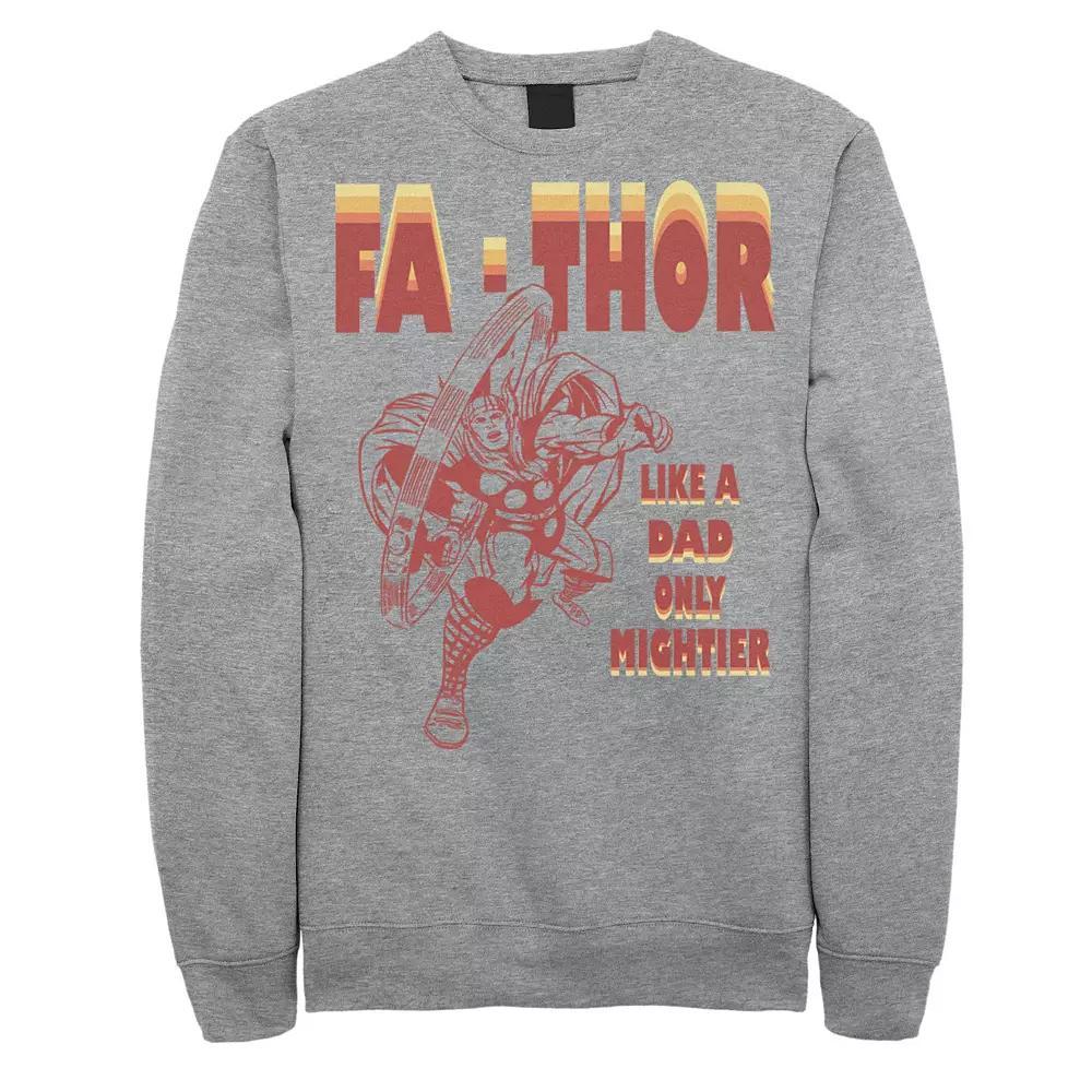 Men's Marvel Fa-Thor Like A Dad Only Mightier Retro Father's Day Sweatshirt, Size: Medium, Athletic Grey Product Image