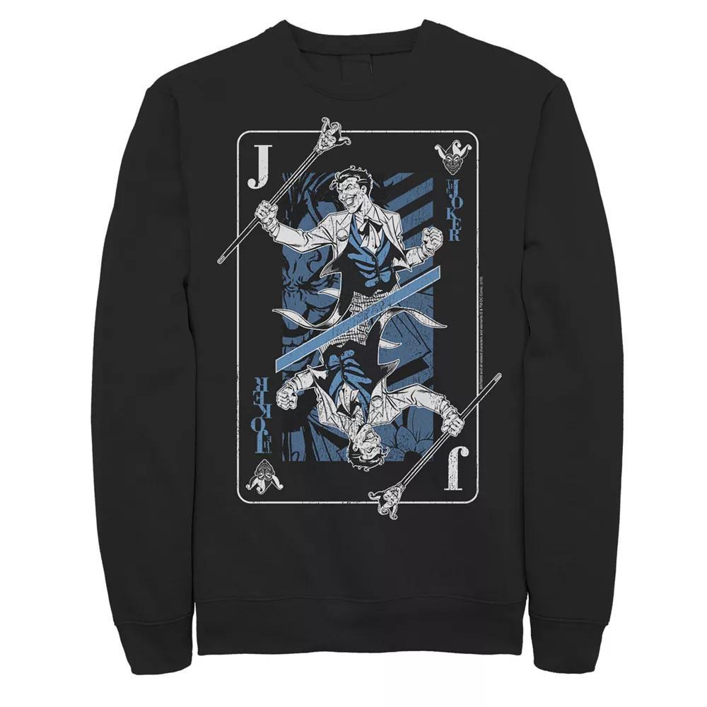 Mens DC Comics The Joker Playing Card Sweatshirt, Men's, Size: Small, Black Product Image