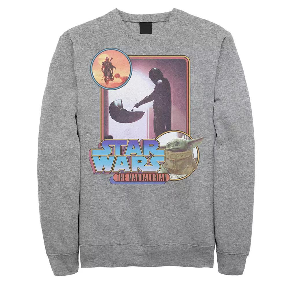 Men's Star Wars: The Mandalorian Retro Style Portrait Sweatshirt, Size: Large, Athletic Grey Product Image