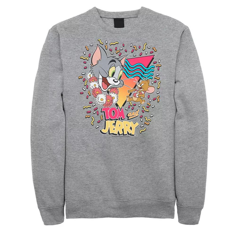 Big & Tall Tom and Jerry 90's Confetti Portrait Logo Graphic Fleece, Men's, Size: XXL Tall, Athletic Grey Product Image