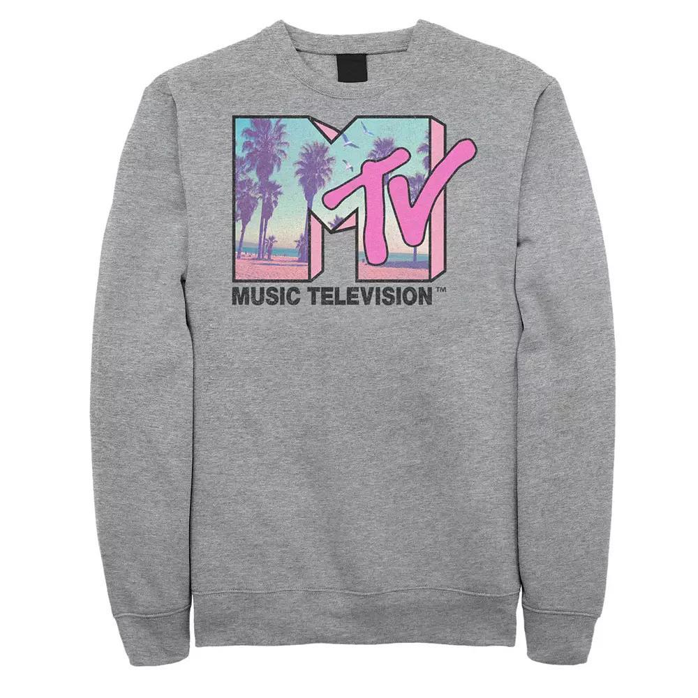 Big & Tall MTVBeach and Palm Tree Logo Sweatshirt, Men's, Size: 4XL, Athletic Grey Product Image