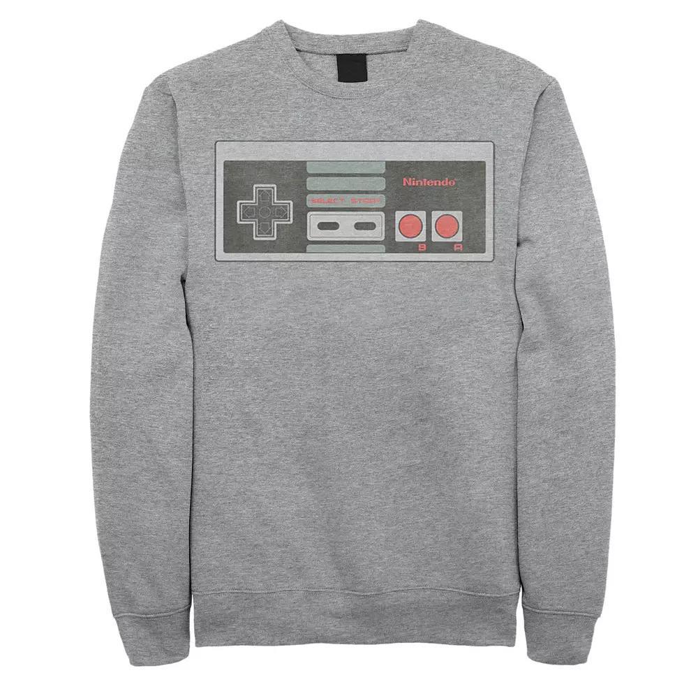 Big & Tall Nintendo NES Controller Distressed Image Graphic Fleece Pullover, Men's, Size: XXL Tall, Athletic Grey Product Image