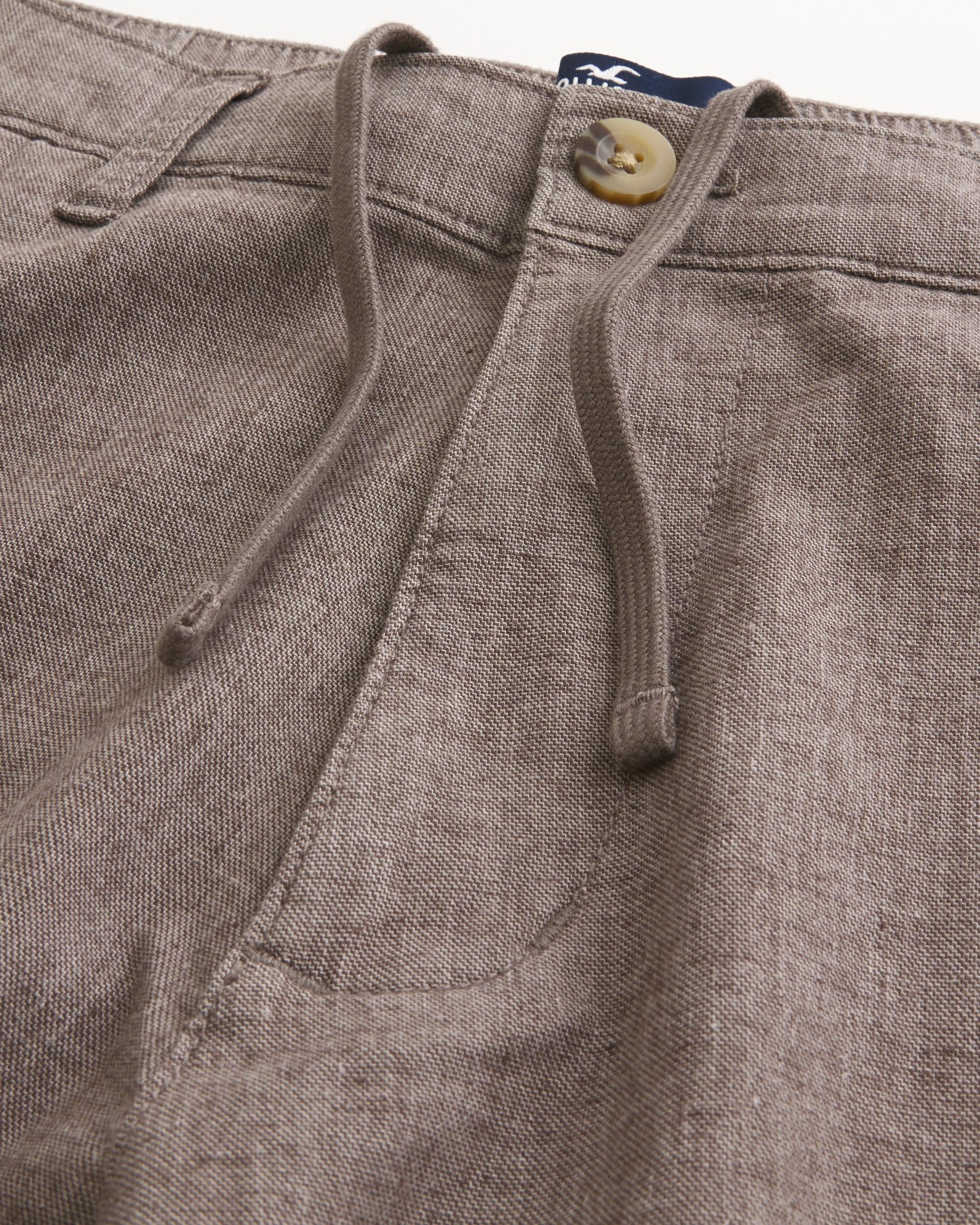 Slim Straight Stretch Linen-Blend Pants Product Image