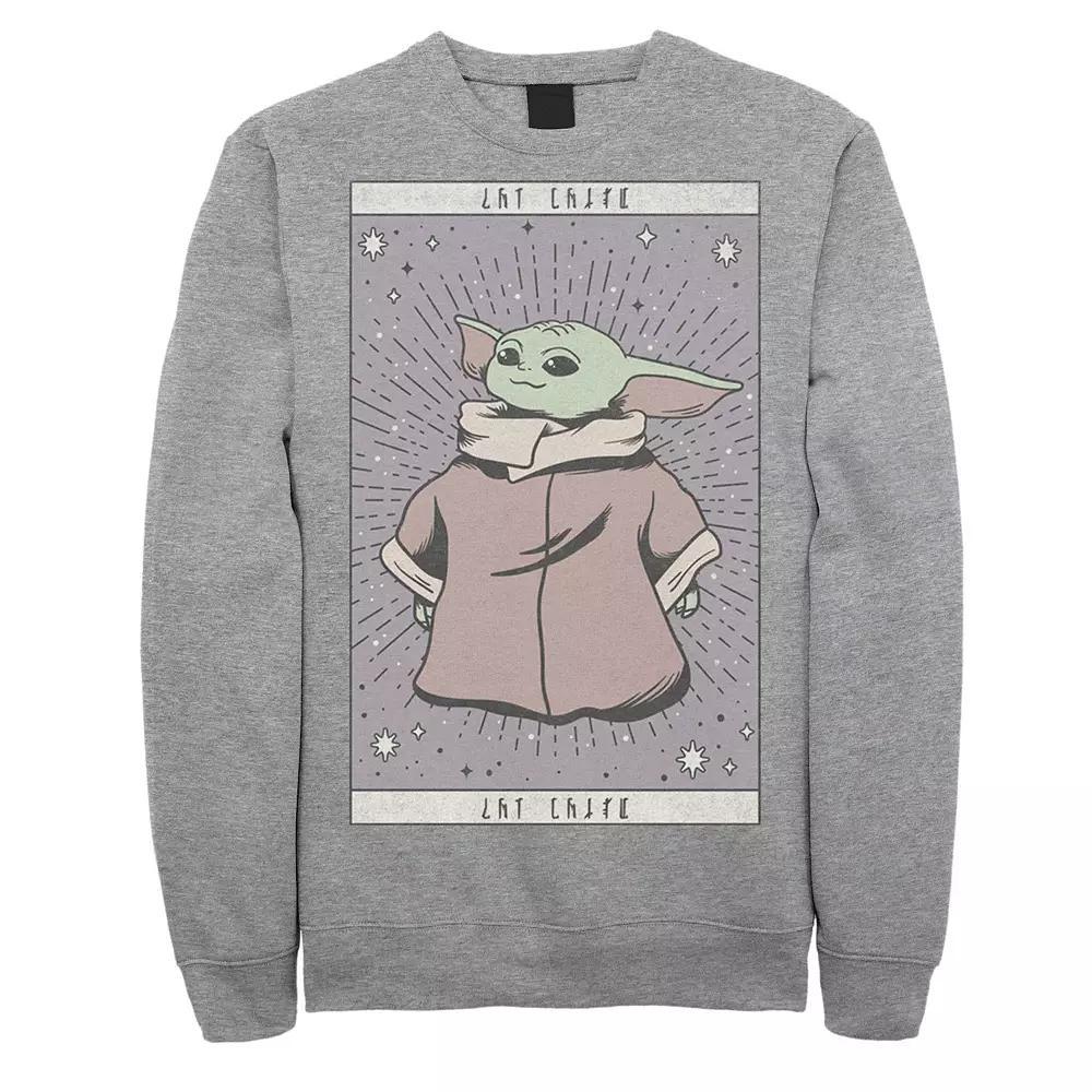 Men's Star Wars The Mandalorian The Child Card Portrait Sweatshirt, Size: Small, Athletic Grey Product Image