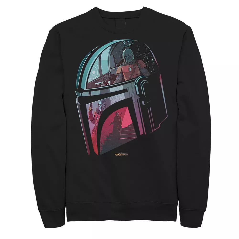 Men's The Mandalorian Helmet Reflection Sweatshirt, Size: 3XL, Black Product Image