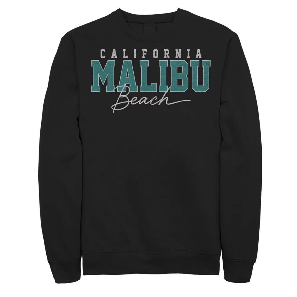 Men's Malibu California Beach Logo Sweatshirt, Size: Large, Black Product Image