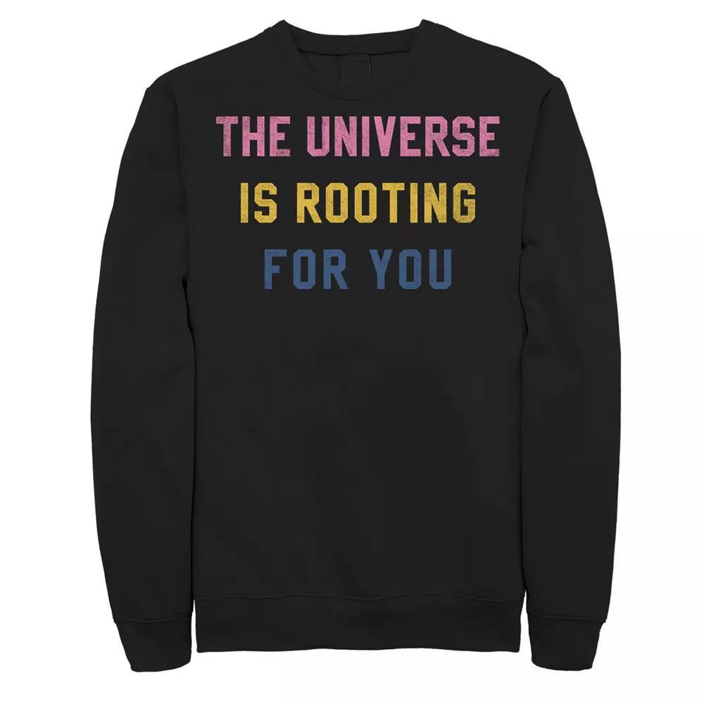 Men's Fifth Sun "The Universe Is Rooting For You" Text Stack Sweatshirt, Size: Large, Black Product Image