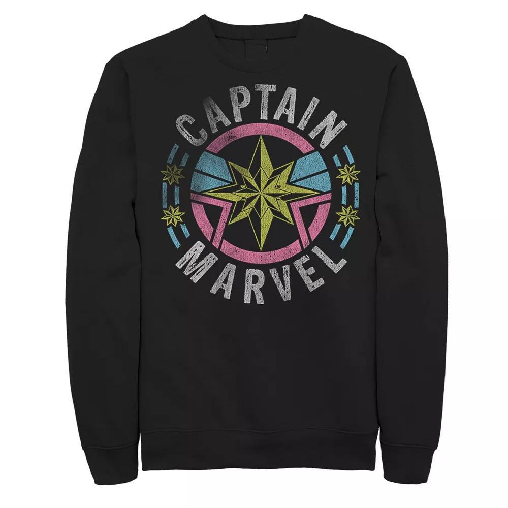 Men's Marvel Captain Marvel '90s Style Logo Sweatshirt, Size: 3XL, Black Product Image