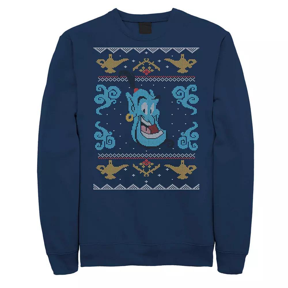 Juniors' Disney's Aladdin Genie Ugly Christmas Sweater Style Fleece Sweatshirt, Girl's, Size: 3XL, Blue Product Image