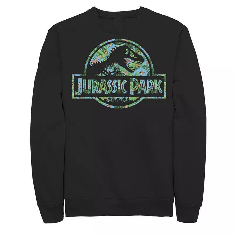 Men's Jurassic Park Tropical Tree Fill Fossil Logo Fleece, Size: Large, Blue Product Image