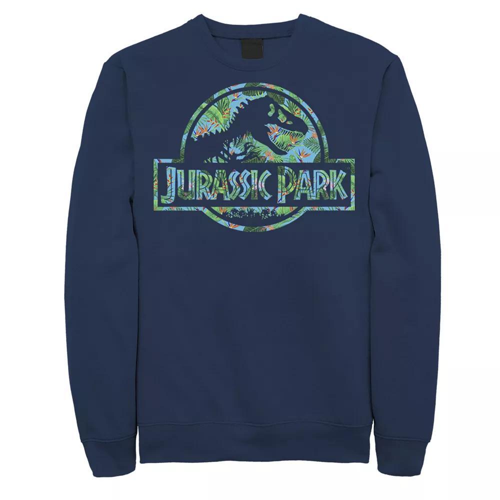 Men's Jurassic Park Tropical Tree Fill Fossil Logo Fleece, Size: Large, Blue Product Image