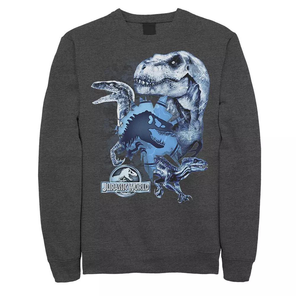 Men's Jurassic World Two T-Rex Squad Camo Shatter Sweatshirt, Size: XL, Grey Heather Product Image