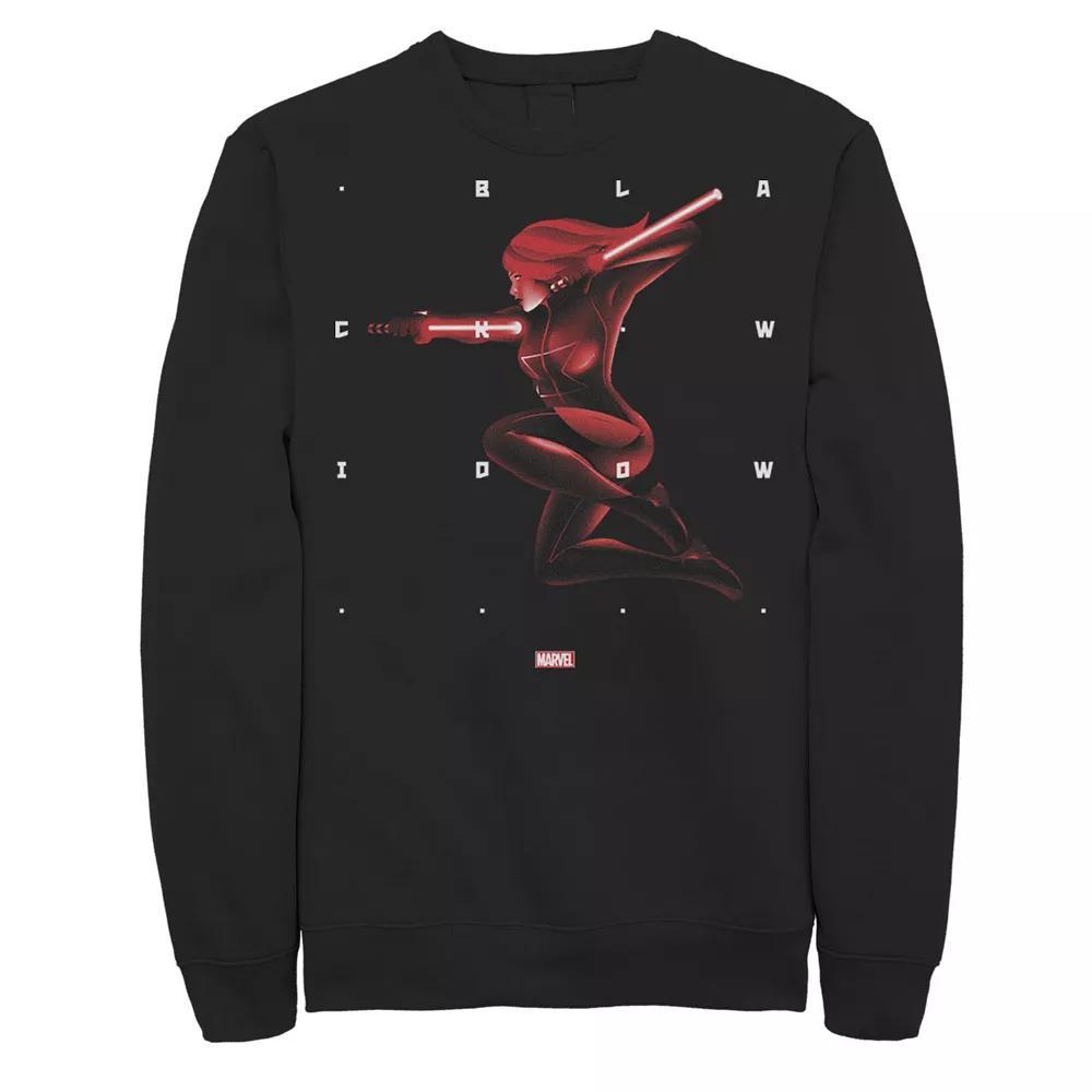 Men's Marvel Black Widow Halftone Word Stack Portrait Sweatshirt, Size: Small Product Image