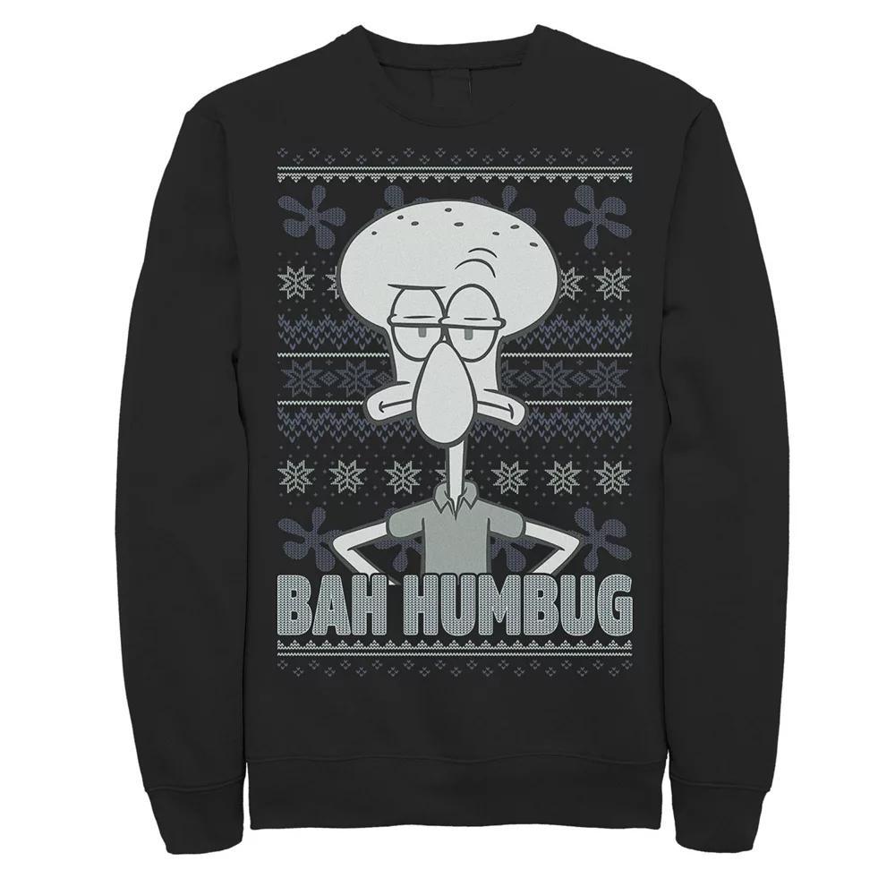 Men's Nickelodeon SpongeBob SquarePants Squidward Bah Humbug Ugly Christmas Graphic Fleece Pullover, Size: 3XL, Black Product Image