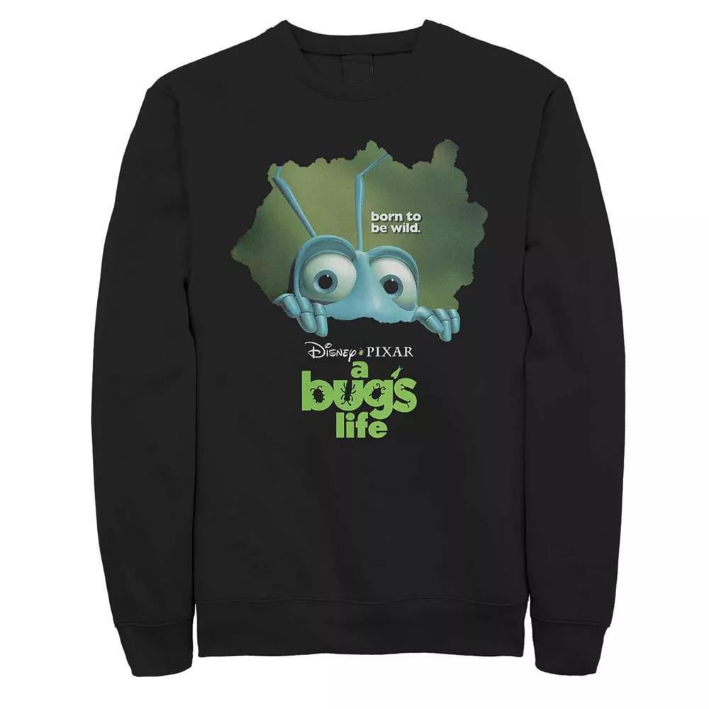 Men's Disney Pixar Bugs Life Flik Looking Through Logo Fleece Sweater, Size: Large, Black Product Image