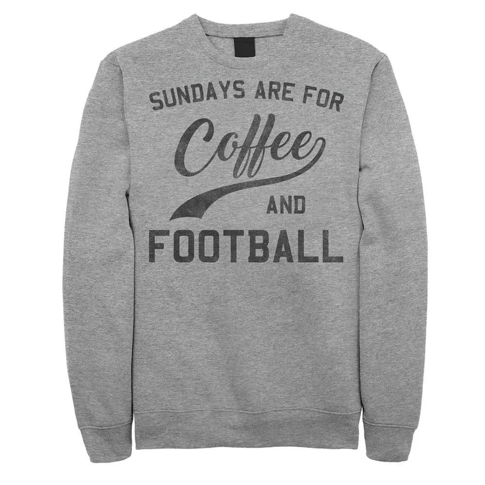 Mens Sundays Are For Coffee And Football Text Graphic Fleece Pullover Athletic Grey Product Image