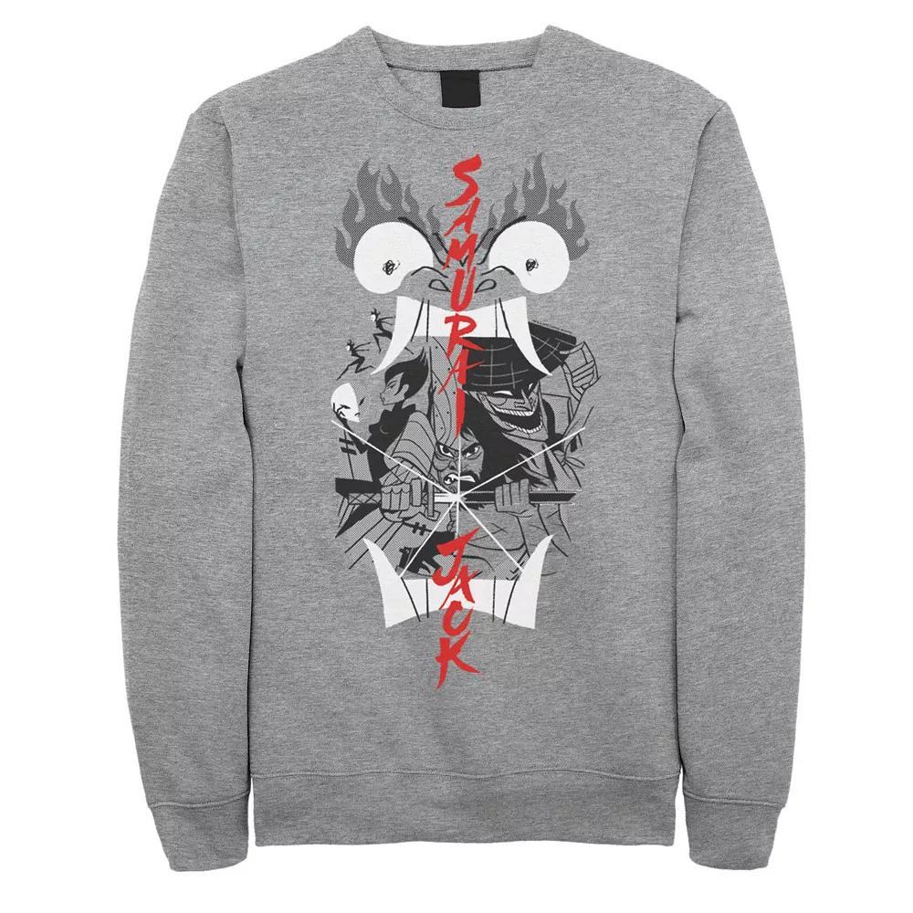 Mens Cartoon Network Samurai Jack Aku Illustrated Storytelling Sweatshirt Athletic Grey Product Image