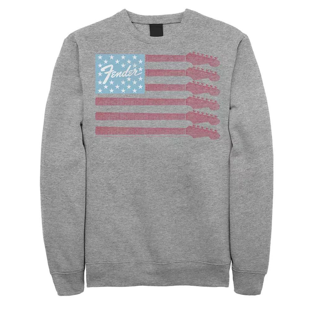 Men's Fender Guitar Flag Americana Rock Sweatshirt, Size: Small, Athletic Grey Product Image