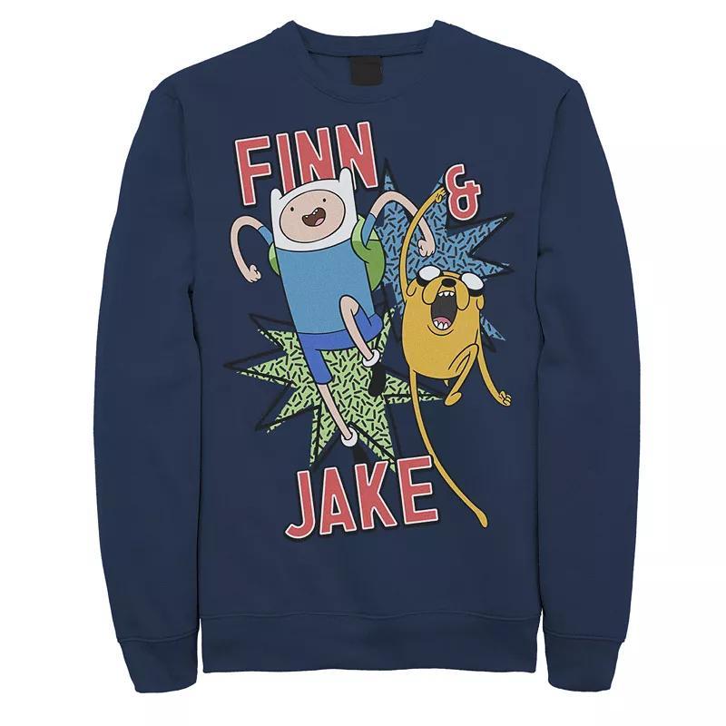 Men's Cartoon Network Adventure Time Finn & Jake Kapows Fleece, Size: Small, Grey Heather Product Image