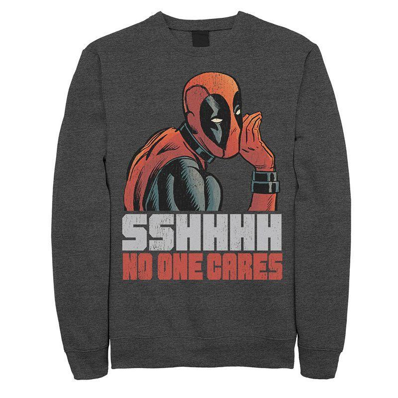 Men's Marvel Deadpool SSHHHH No One Cares Whisper Sweatshirt, Size: Large, Blue Product Image