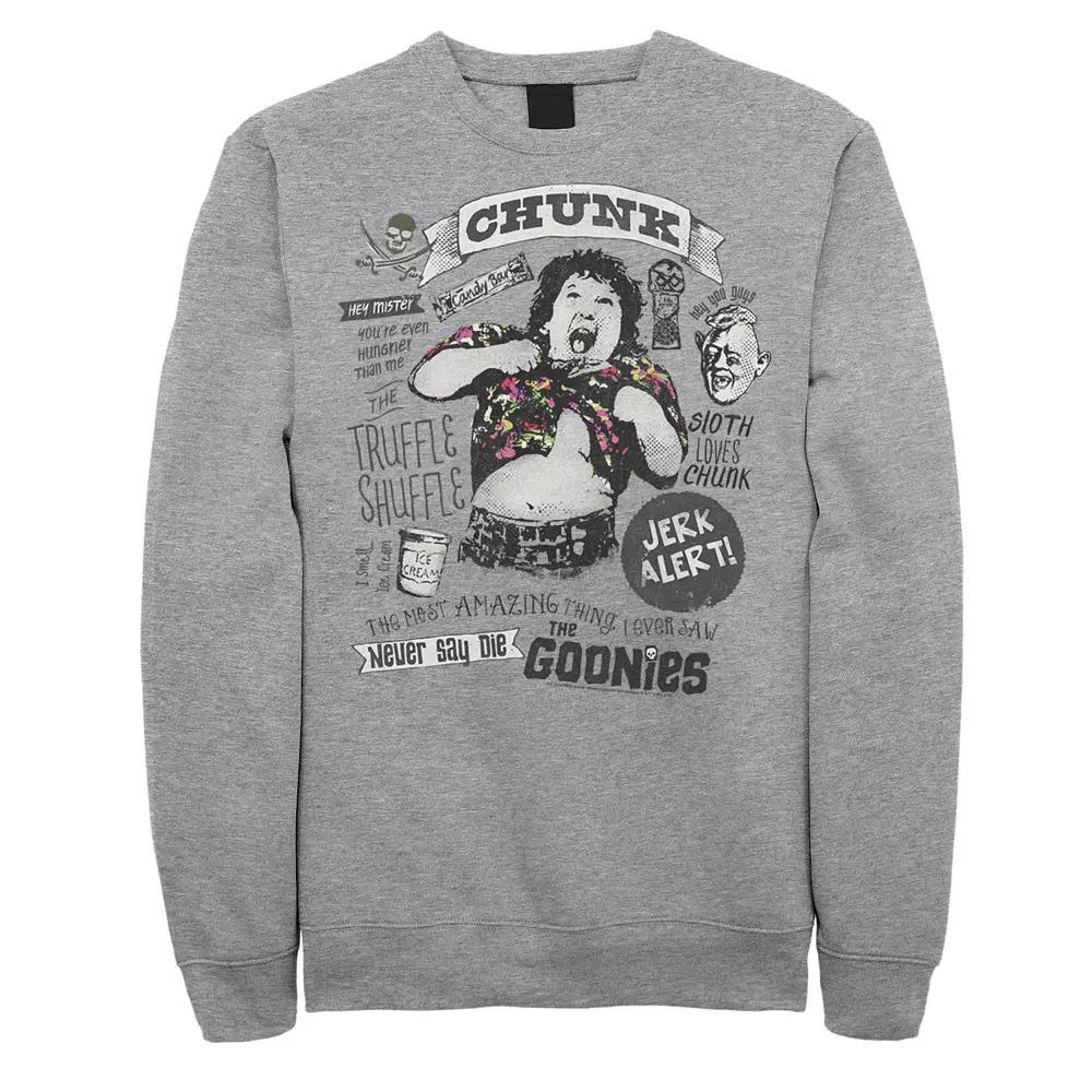 Men's The Goonies Chunk & Sloth Things Text Sweatshirt, Size: XXL, Athletic Grey Product Image