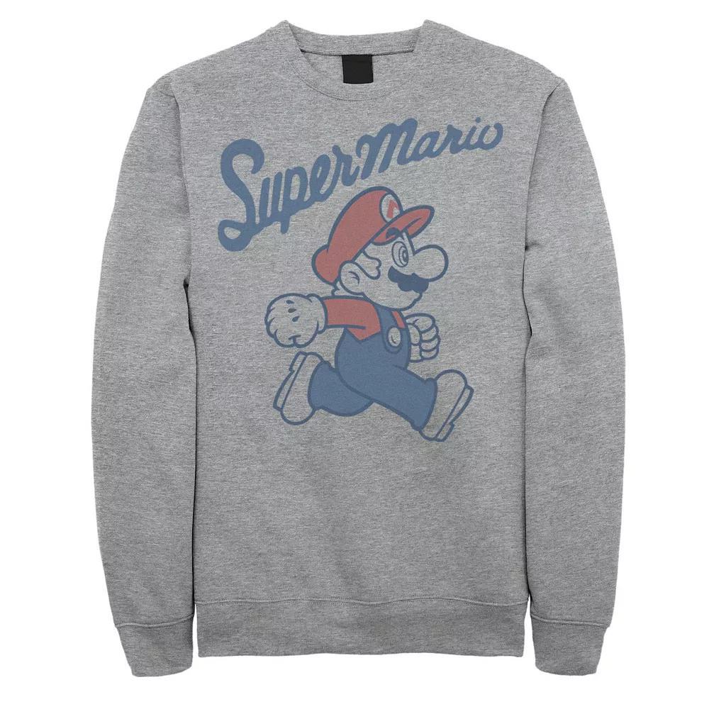 Big & Tall Super Mario Running Plumber Graphic Fleece Pullover, Men's, Size: 3XL, Athletic Grey Product Image