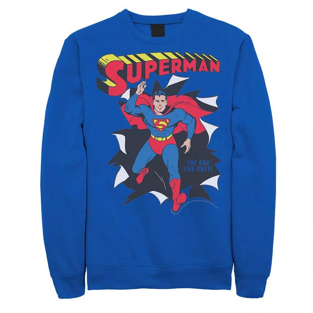 Men's DC Comics Superman Through Wall Poster Sweatshirt, Size: XL, Athletic Grey Product Image