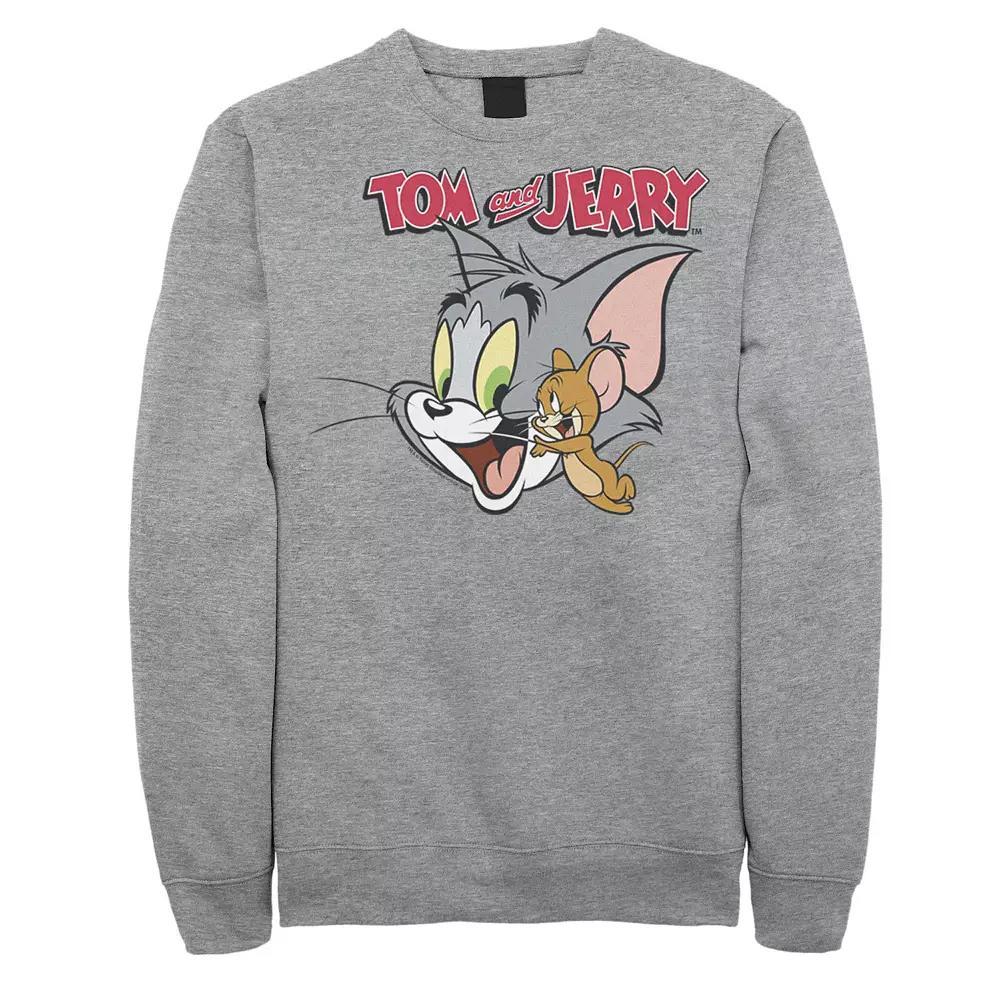 Men's Tom And Jerry Simple Portrait Logo Sweatshirt, Size: XXL, Athletic Grey Product Image