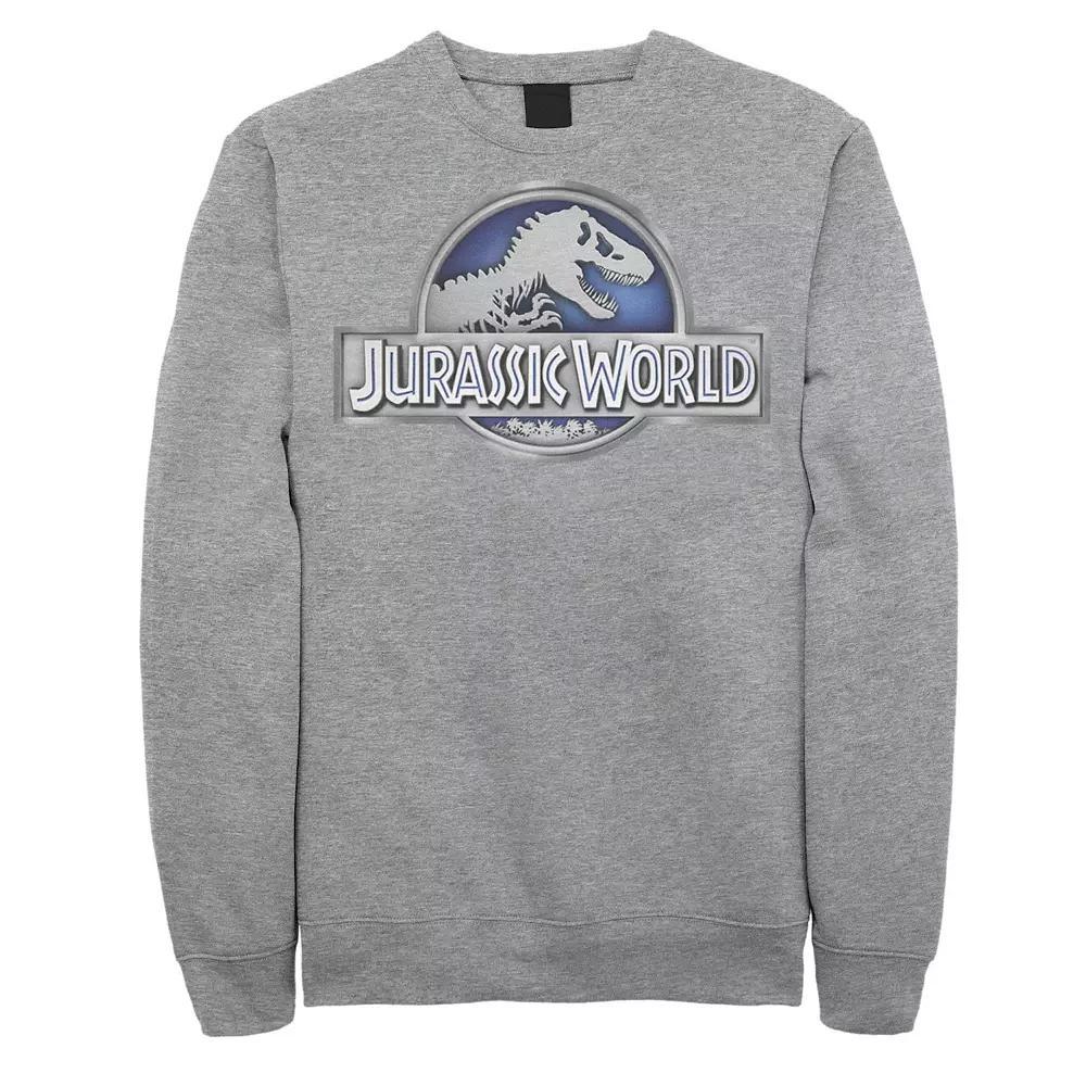 Mens Jurassic World Classic Metal Coin Logo Fleece Athletic Grey Product Image