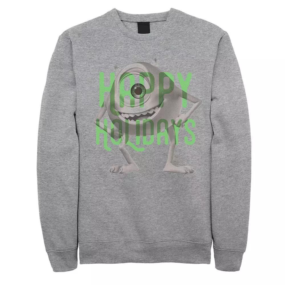 Men's Disney Pixar Monsters University Mike Happy Holidays Fleece, Size: Medium, Athletic Grey Product Image