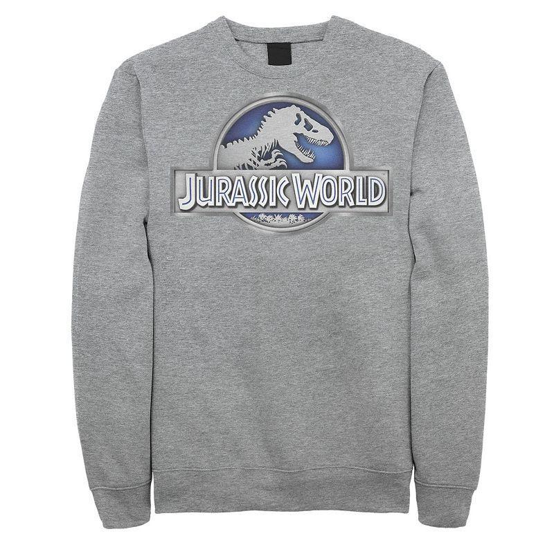 Mens Jurassic World Classic Metal Coin Logo Fleece Athletic Grey Product Image