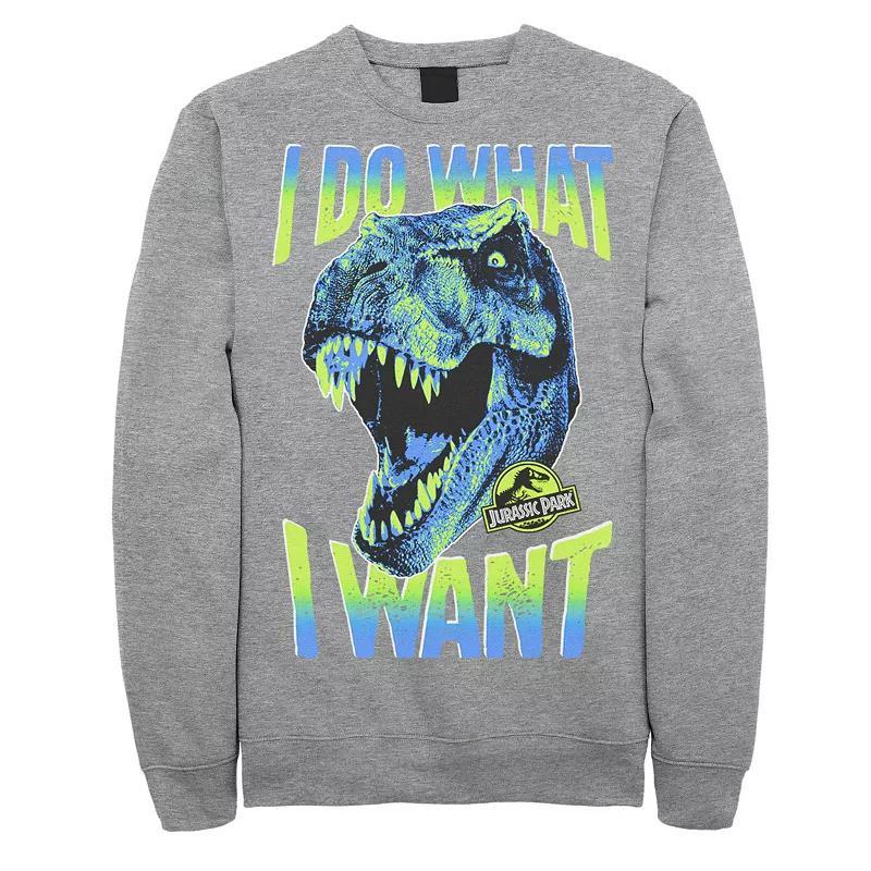 Men's Jurassic Park T-Rex I Do What I Want Pullover Sweatshirt, Size: Large, Grey Heather Product Image